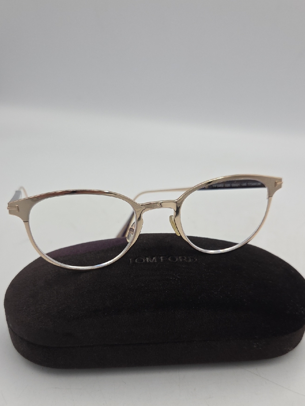 Tom Ford Gold Round Metal Prescription Eyeglasses Frames w/Case